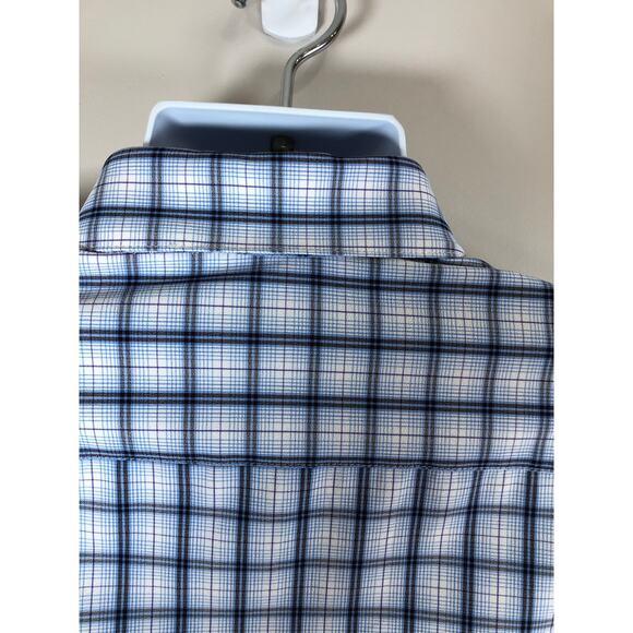 Mizzen + Main Men’s Long Sleeve Button Down Shirt Size L Blue And White Plaid - Picture 6 of 12